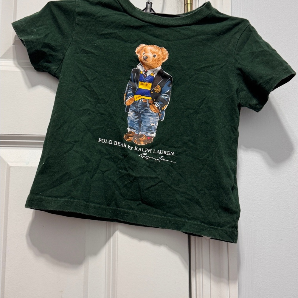 Polo by Ralph Lauren Kids Green T-Shirt with Bear Graphic 24 months